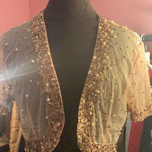 Red Tops - beaded shrug beautiful detail